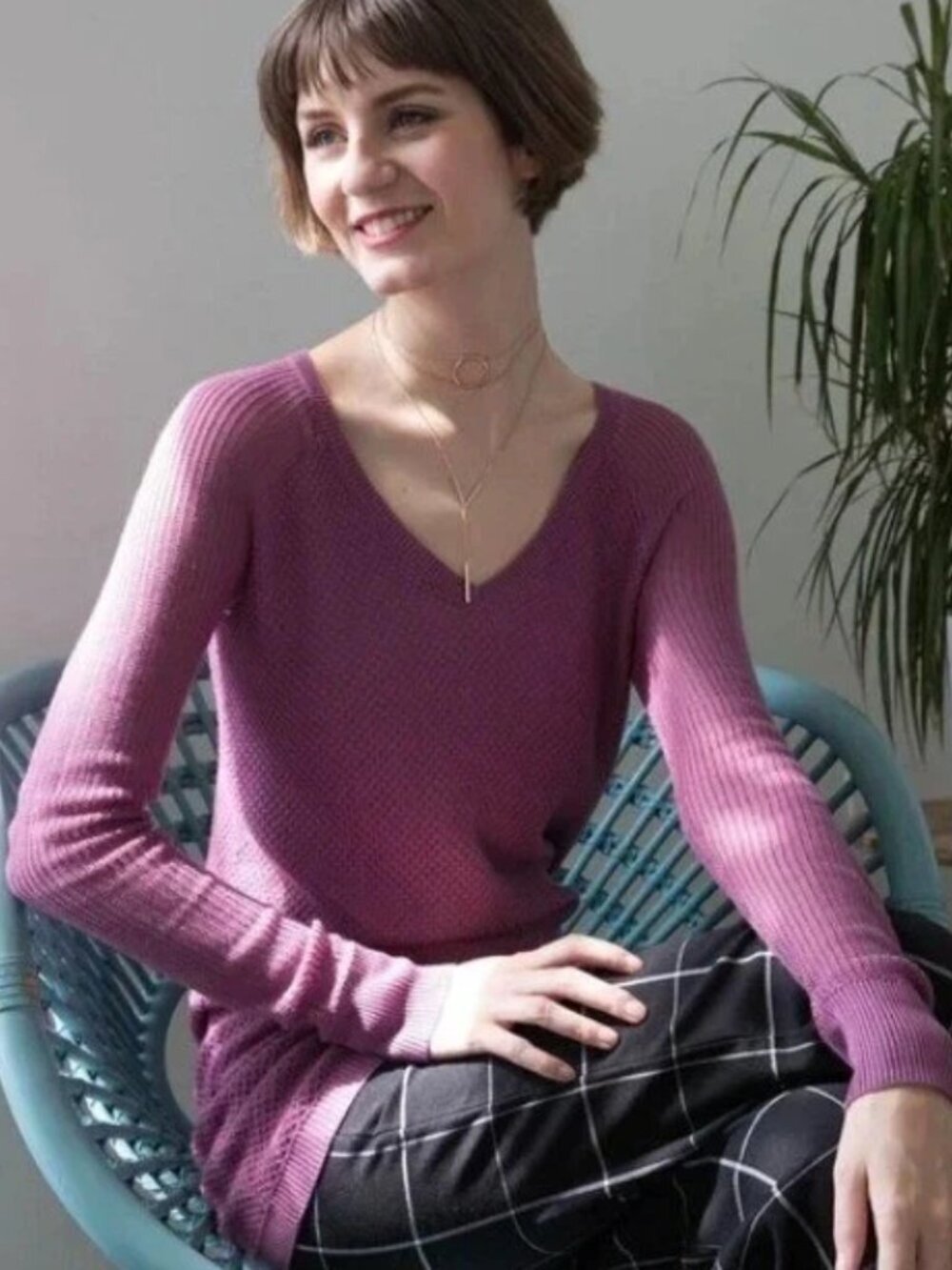 New Betabrand No Sweat(er) Raylon Cashmere V-Neck Dusty Rose X-Small